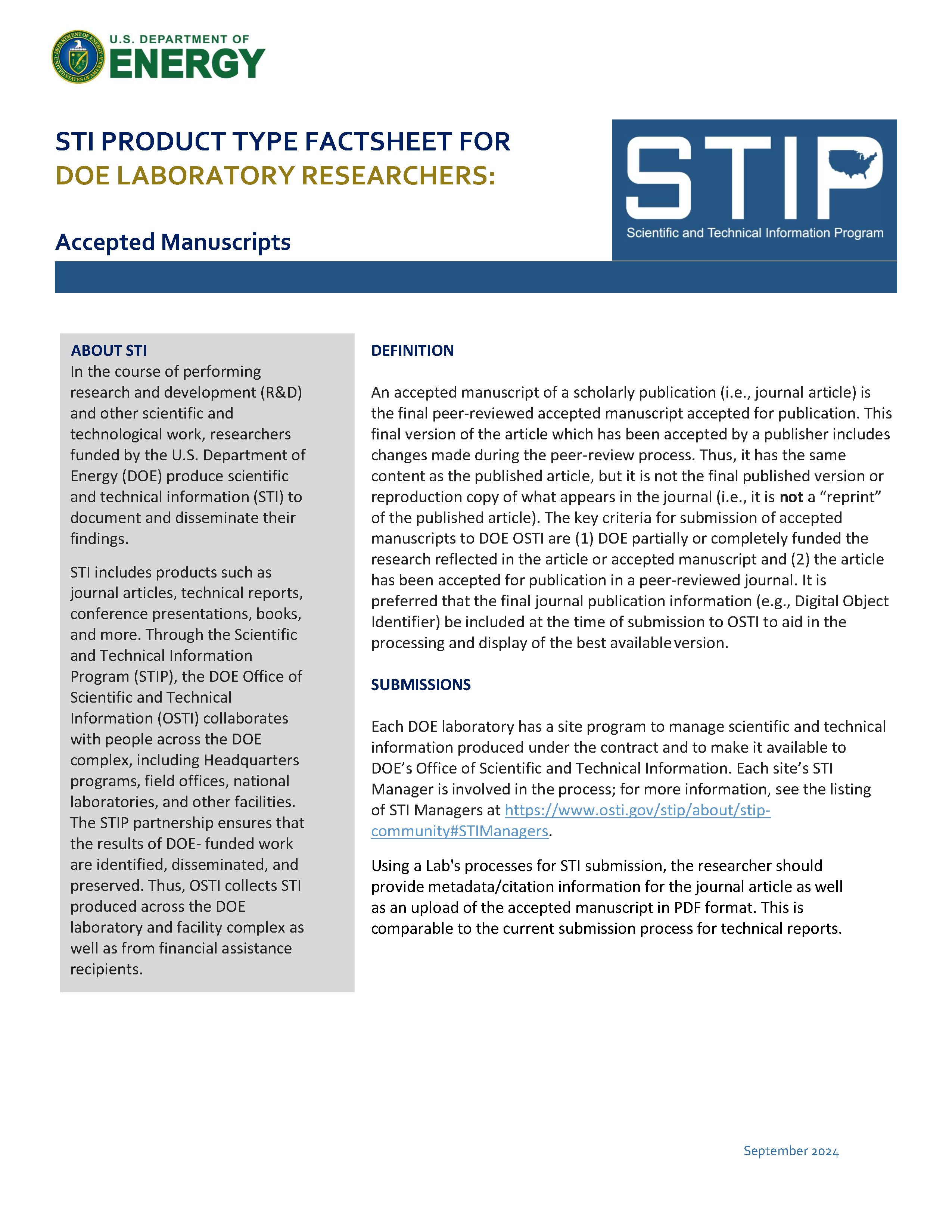 Accepted Manuscripts, DOE Laboratory Researchers, Page 1 Accepted Manuscripts - Labs Page 1
