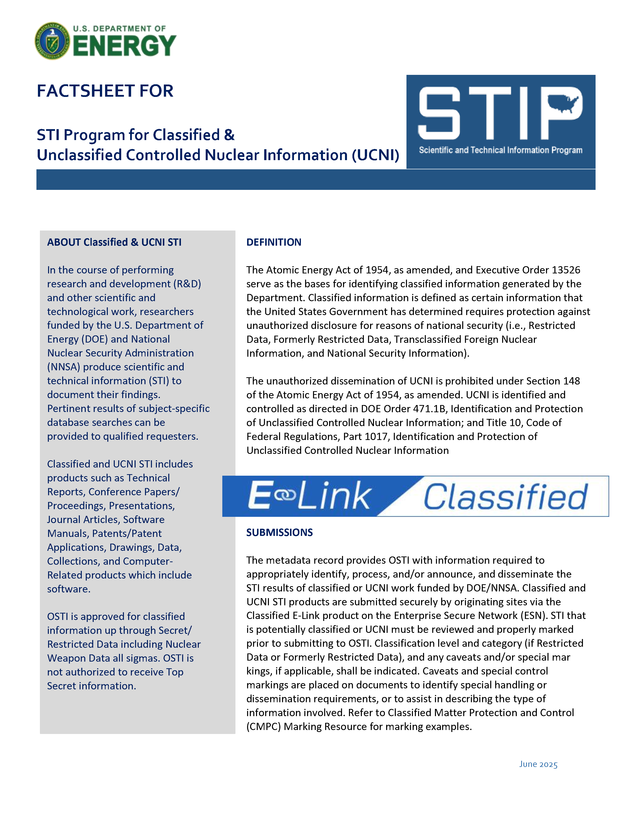 Classified and Unclassified Controlled Nuclear Information (UCNI), DOE Laboratory Researchers, Page 1 Classified and Unclassified Controlled Nuclear Information (UCNI) - Labs Page 1