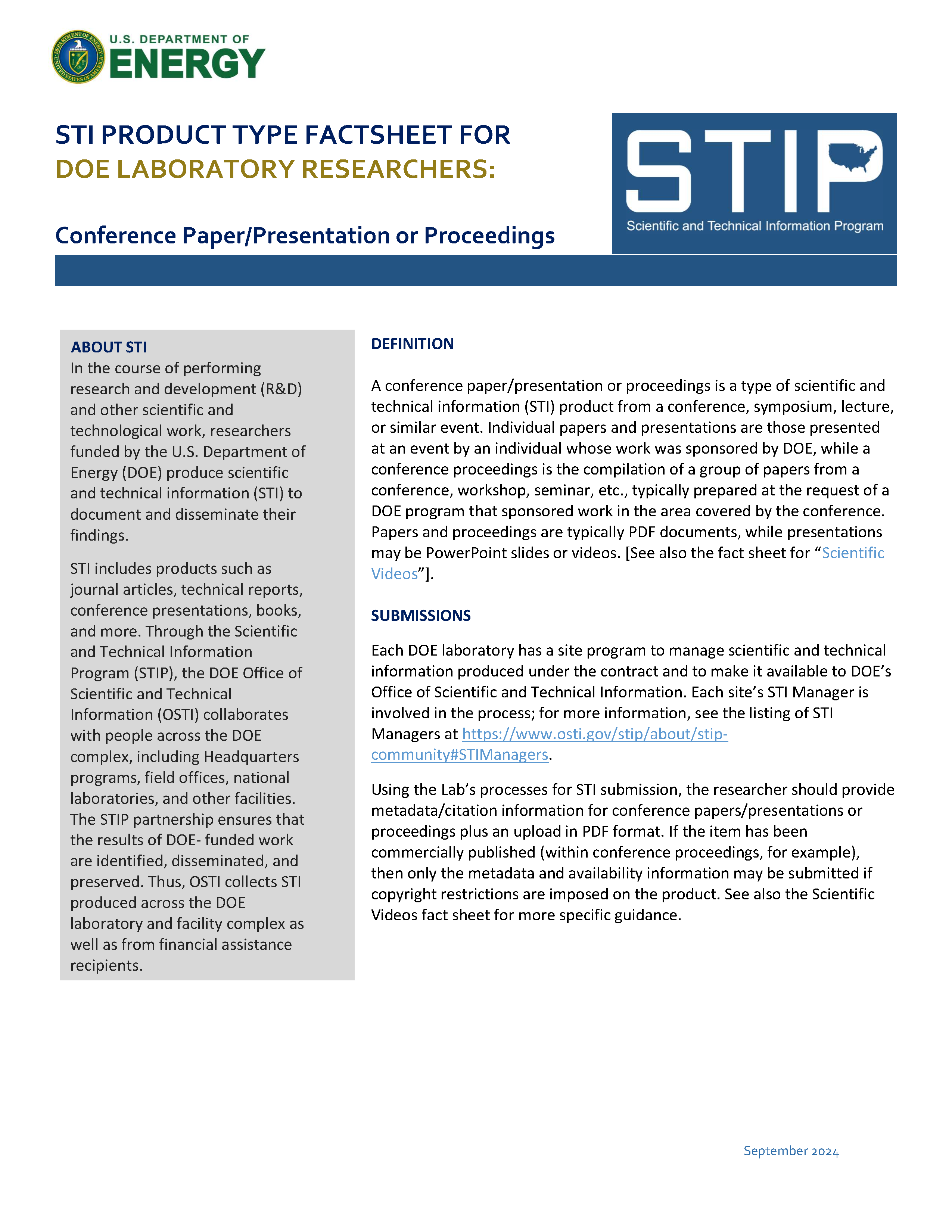 Conference Paper/Presentation or Proceedings, DOE Laboratory Researchers, Page 1 Conference Paper/Presentation or Proceedings - Labs Page 1