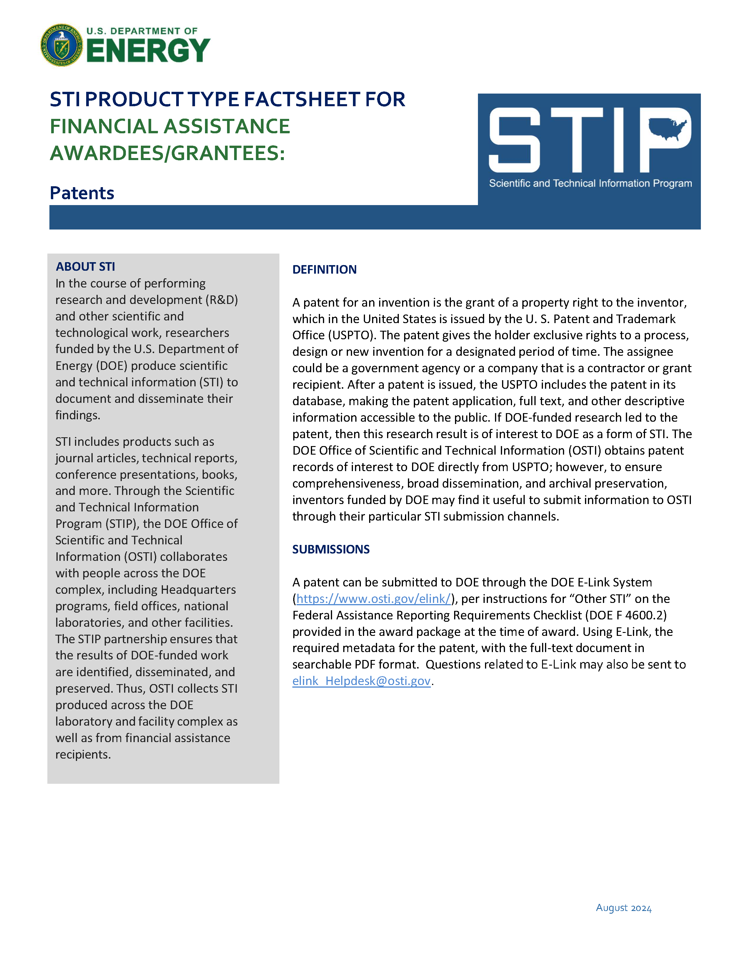 Patents, Financial Awardees and Grantees, Page 1 Patents - Grantees Page 1
