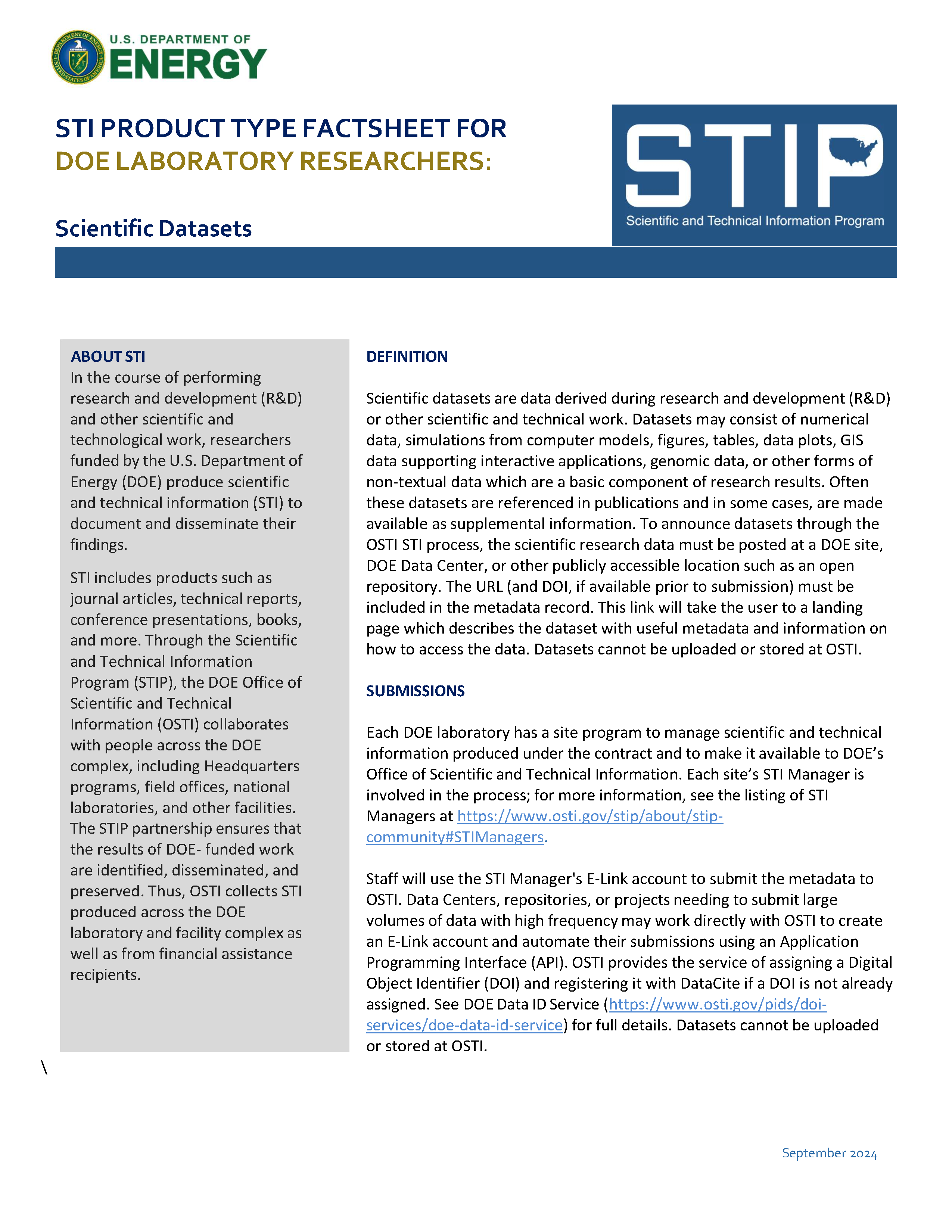 Scientific Datasets, DOE Laboratory Researchers, Page 1 Scientific Datasets - Labs Page 1