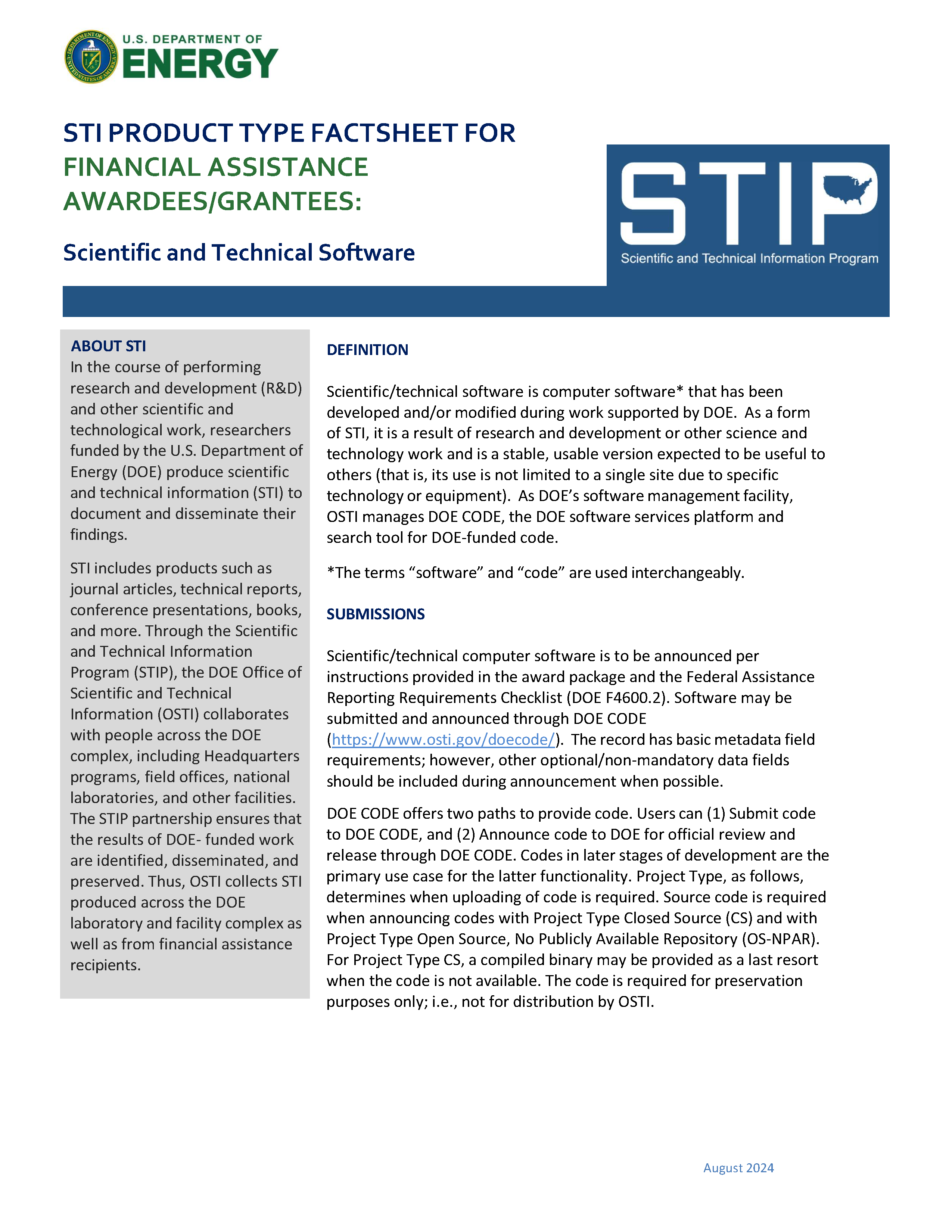 Scientific Software, Financial Awardees and Grantees, Page 1 Scientific and Technical Software - Grantees Page 1