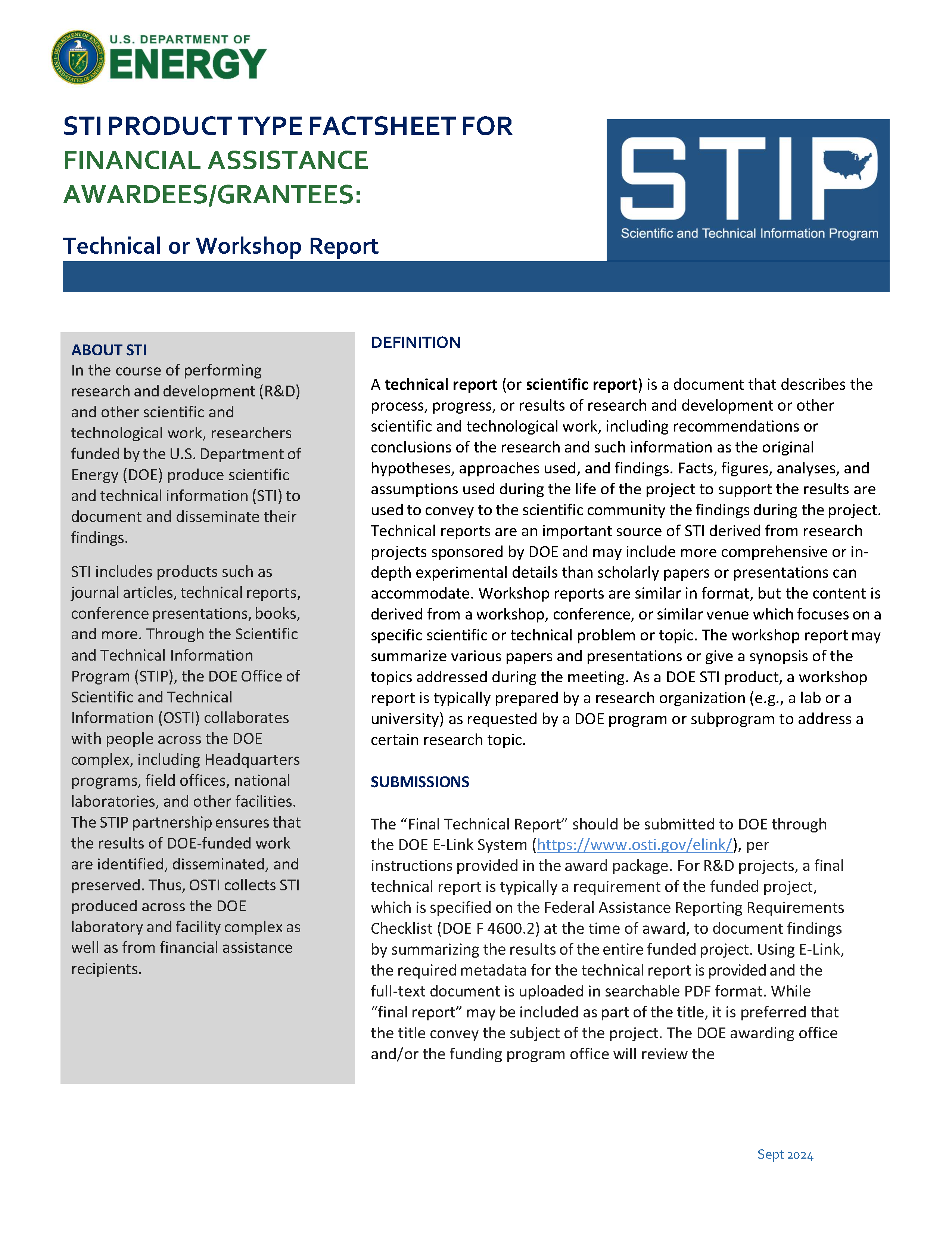 Technical or Workshop Report, Financial Awardees and Grantees, Page 1 Technical or Workshop Report - Grantees Page 1
